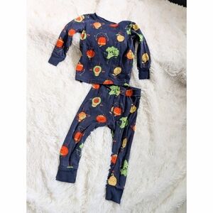 Old Navy 100% Cotton Navy Blue Vegetables Veggies Long Sleeve Pajama Set